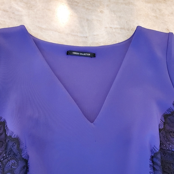 Temira Collection Purple Scuba Dress Size L - Picture 4 of 9